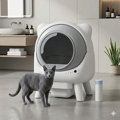 Litière Autonettoyante Connectée pour Chat - 8L - Gestion Intelligente du Nettoyage, des Odeurs